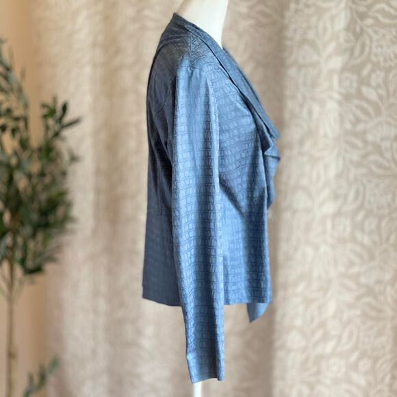 NWT Lena Gabrielle Blue Snake Print Drape Lapel Blazer Fairycore Jacket Size 12 - Picture 4 of 7